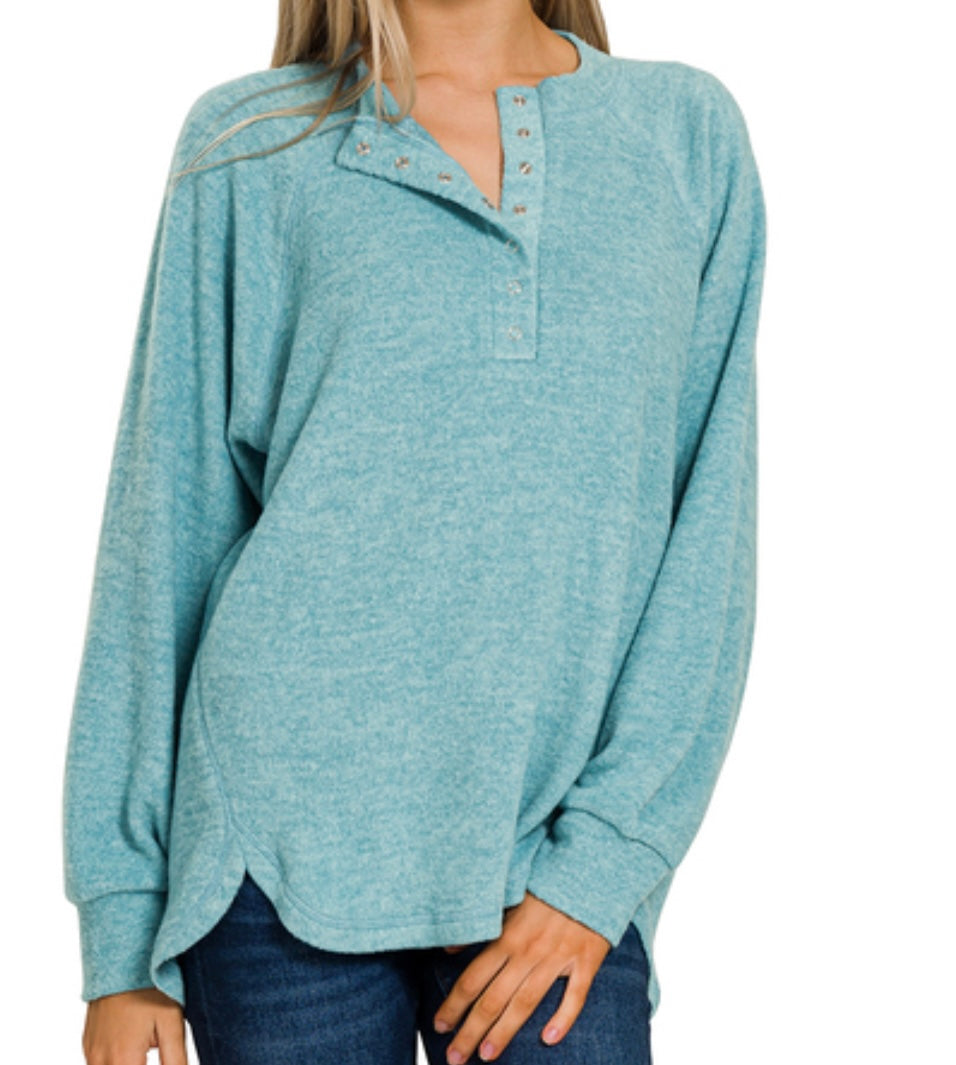 Teal Oversized Melange Sweater