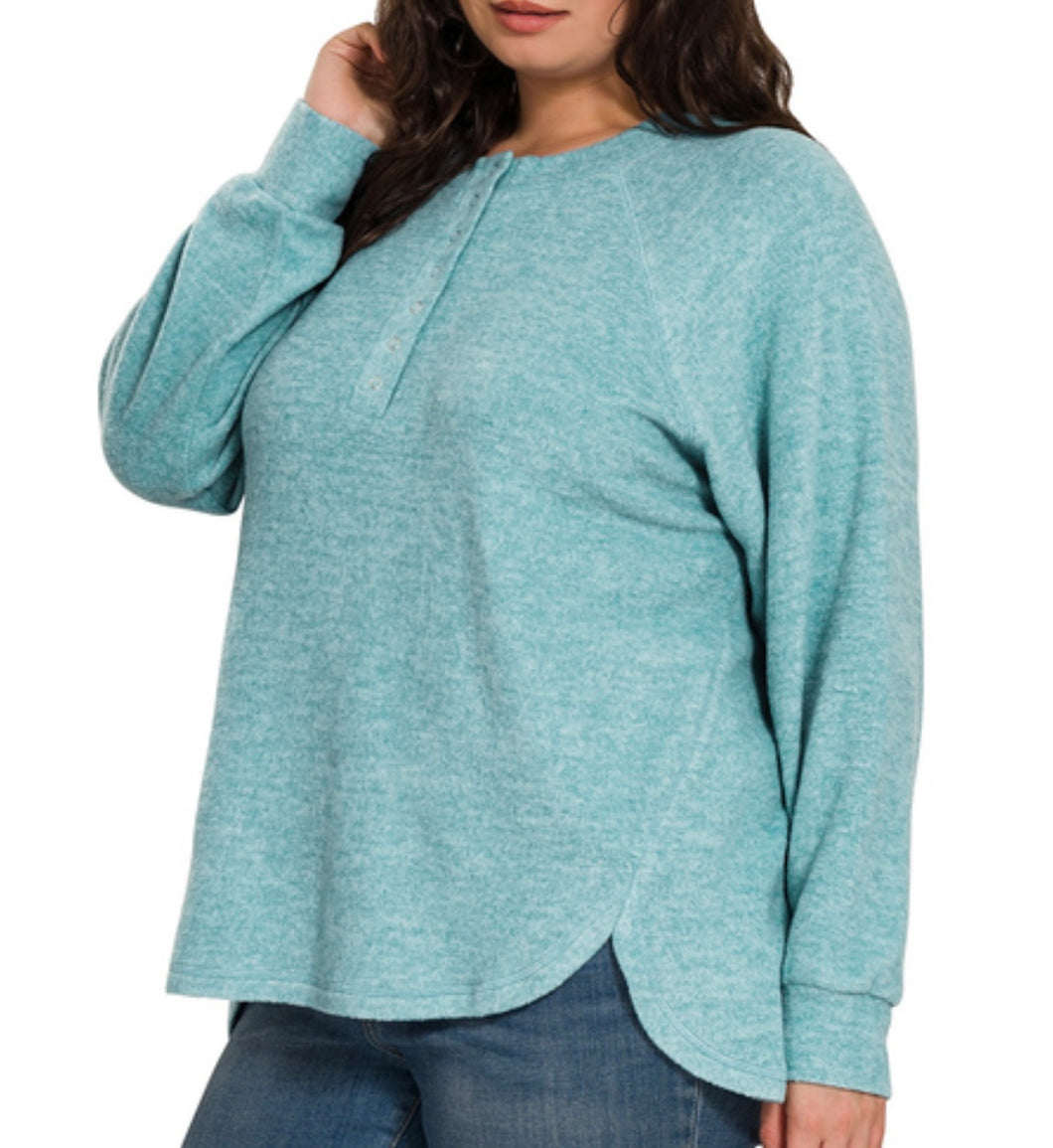 Plus Teal Melange Sweater