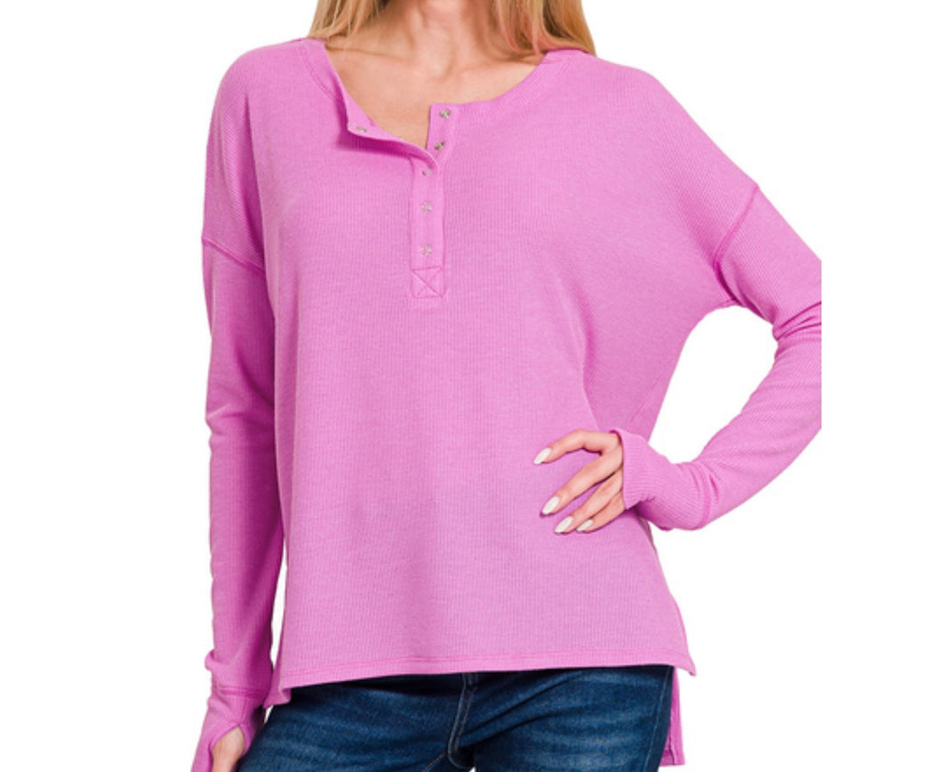 Pink Henley Long Sleeve