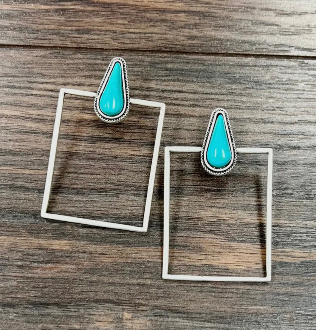 Square Turquoise Studs